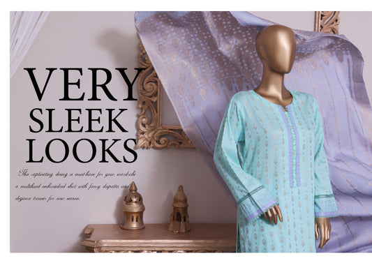 3 Piece Jacquard Cotton - Pale Blue