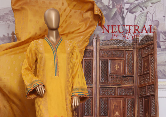 3 Piece Jacquard Cotton - Yellow