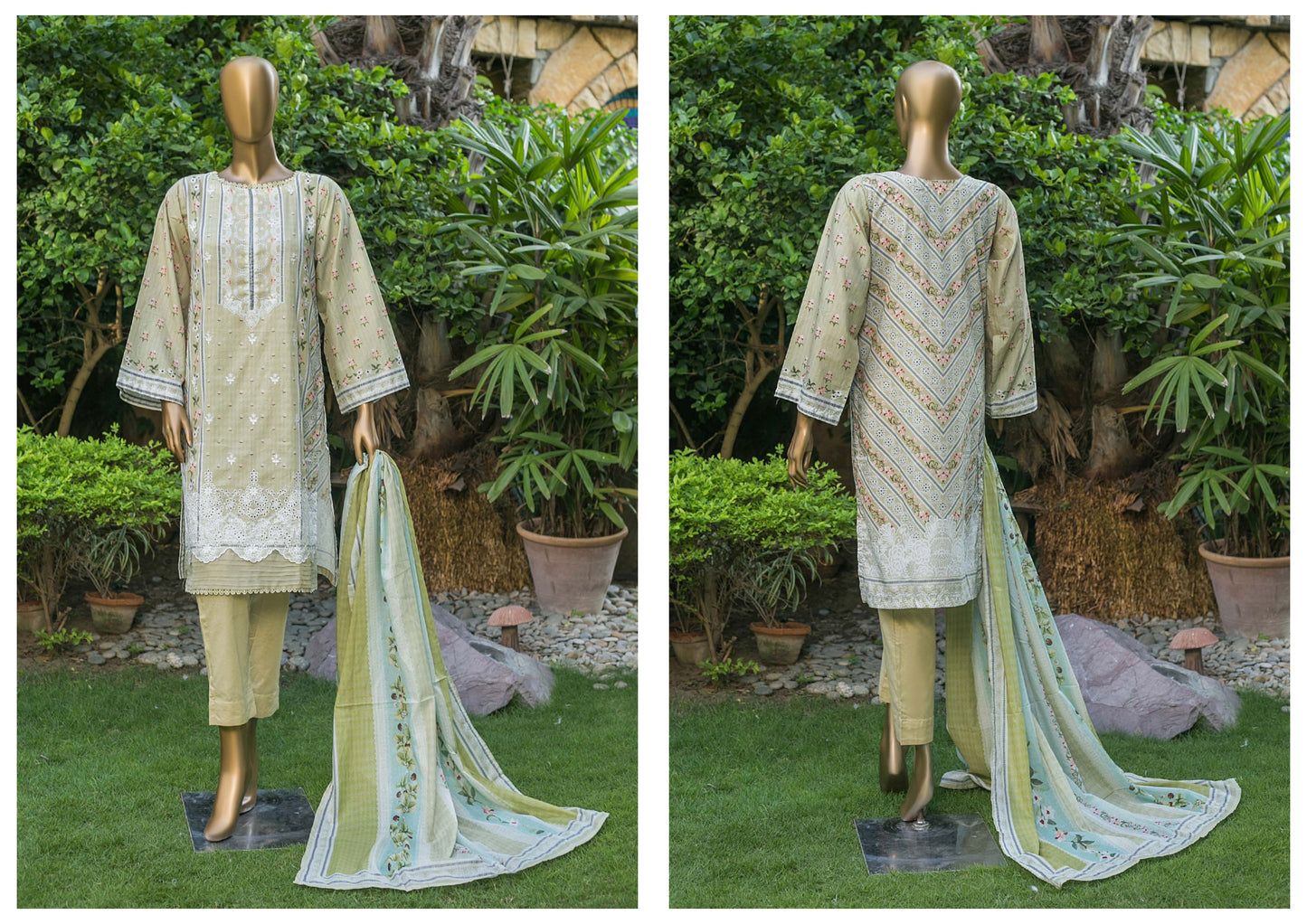 3 Piece Cotton Mid-Summer - Light Olive