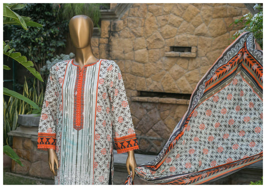 3 Piece Cotton Mid-Summer - Orange Black