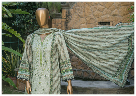 3 Piece Cotton Mid-Summer - Pale Olive