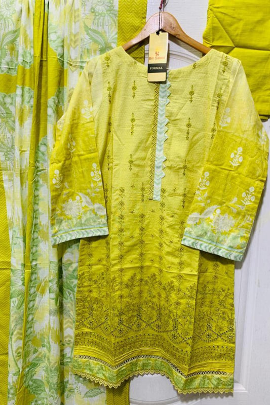 3 Piece Embroidery Khaddar - Neon